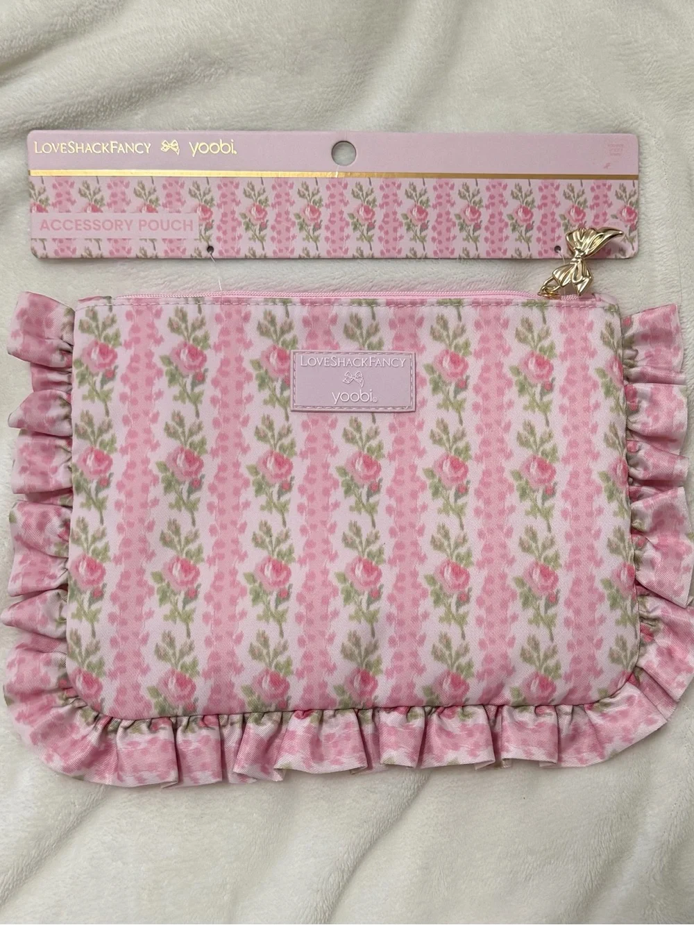 Loveshackfancy x Target strawberry macaroon ruffle pencil case makeup bag